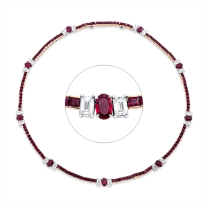 Collier 18 kt RG+WG, GIA_18pcs