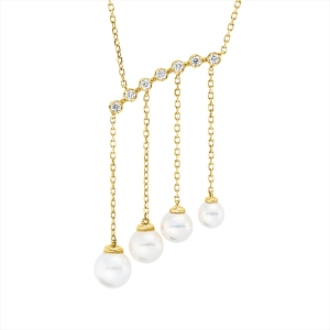 Collier  18kt Gelbgold mit ZÖ 40 cm mit 0,12ct Diamanten