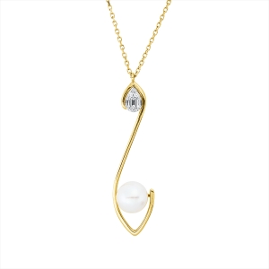 Collier  18kt Gelbgold / Weißgold mit ZÖ 40 cm mit 0,07ct Diamanten
