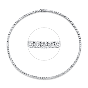 Tenniscollier  18kt Weißgold mit 9,88ct Diamanten