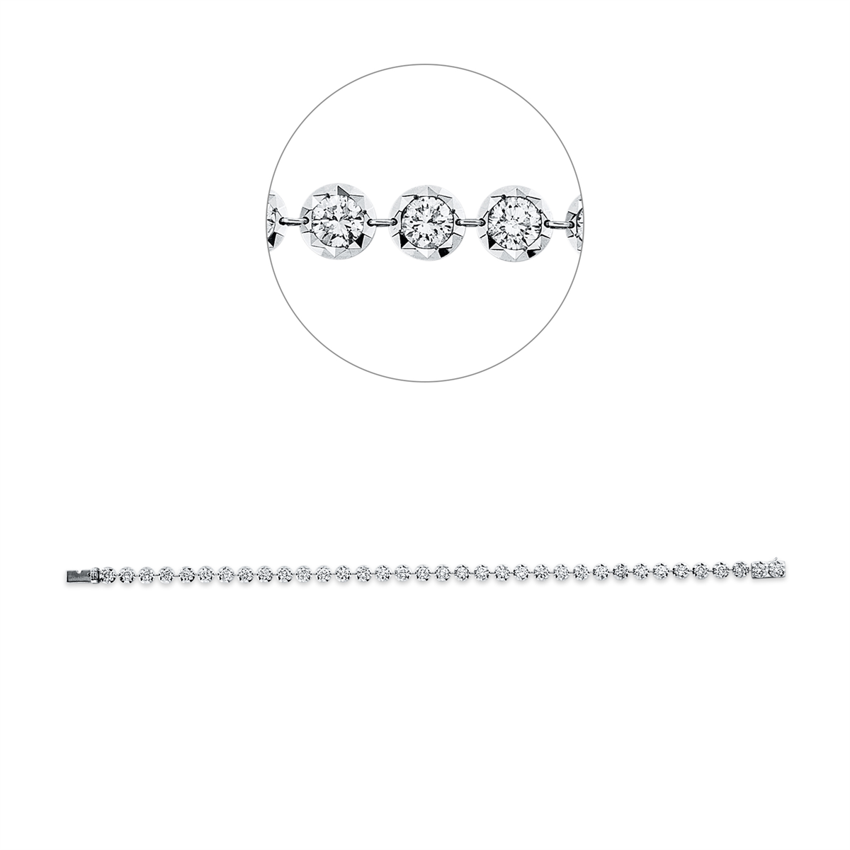 Tennisarmband  14kt Weißgold mit 3,59ct Diamanten