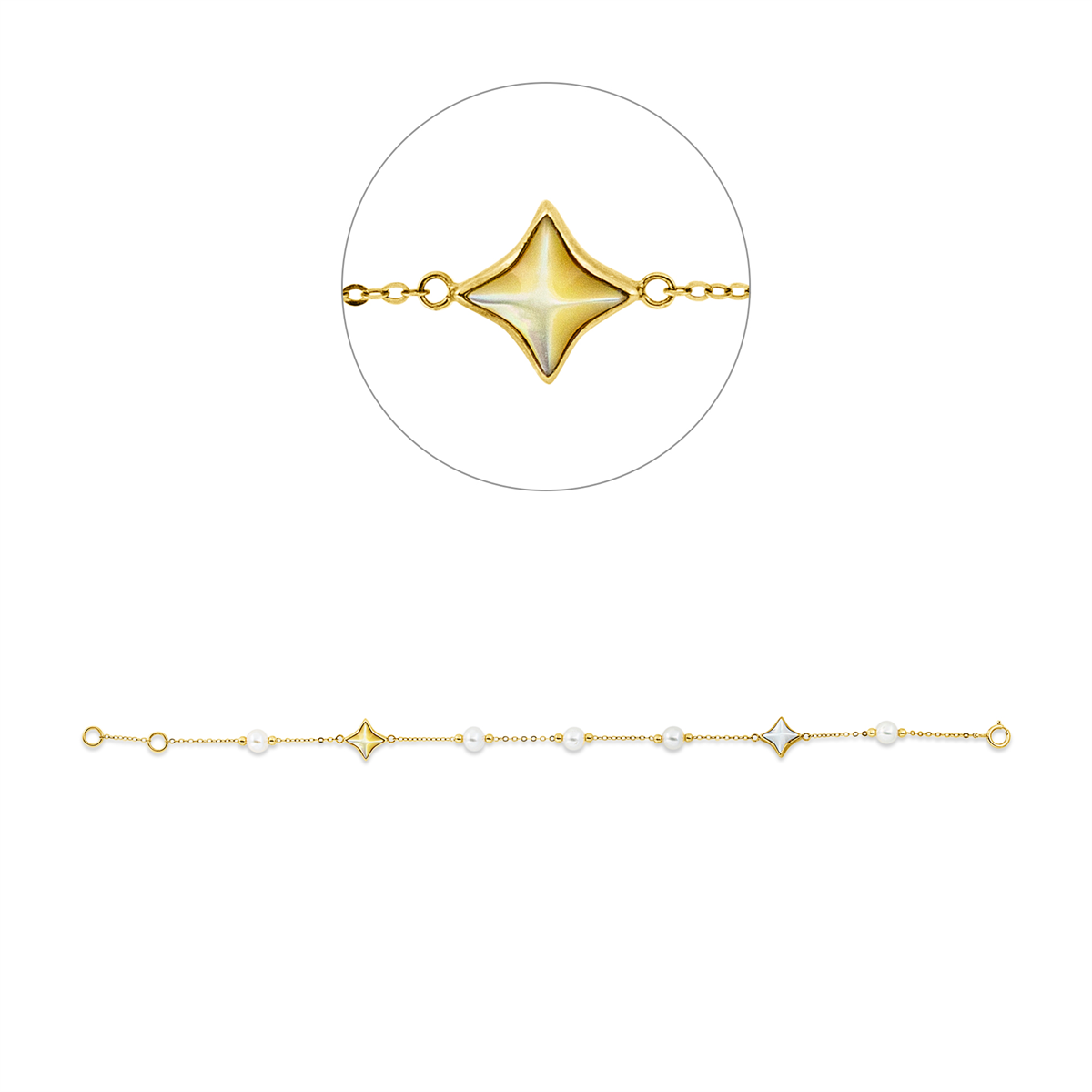 Armband  18kt Gelbgold mit ZÖ 18 cm mit Farbstein