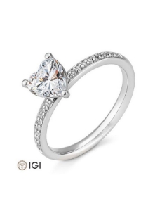 Bild von Verlobungsring Pavé mit Herz-Schliff Diamanten