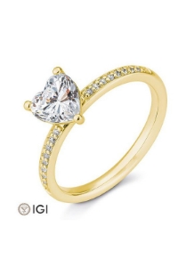 Bild von Verlobungsring Pavé mit Herz-Schliff Diamanten