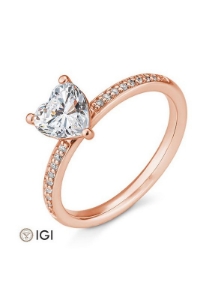 Bild von Verlobungsring Pavé mit Herz-Schliff Diamanten