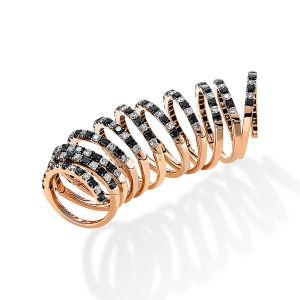 Ring 18 kt RG, Fassung teils schwarz rhodinie