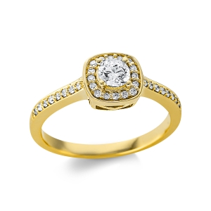 Solitaire Ring 4er-Krappe 18kt Gelbgold mit 0,46ct Diamanten