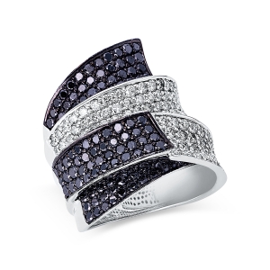 Pavé Ring  18kt Weißgold Fassung teils schwarz rhodinie mit 4,23ct Diamanten