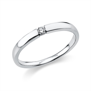 Solitaire Ring  18kt Weißgold poliert mit 0,05ct Diamanten