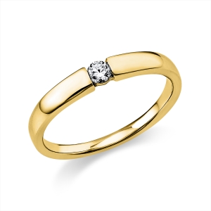 Solitaire Ring  18kt Gelbgold mit 0,10ct Diamanten