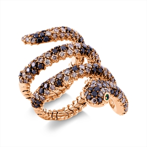 Ring 18 kt RG Schlange, Fassung schwarz rhodiniert