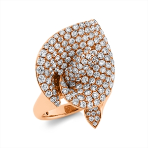 Pavé Ring  18kt Rotgold  Blume mit 3,24ct Diamanten