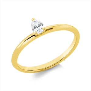 Solitaire Ring 3er-Krappe 18kt Gelbgold mit 0,19ct Diamanten