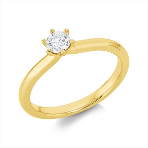 Solitaire Ring 6er-Krappe 18kt Gelbgold GIA2537029172 mit 0,30ct Diamanten