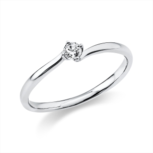 Solitaire Ring 4er-Krappe 14kt Weißgold mit 0,10ct Diamanten