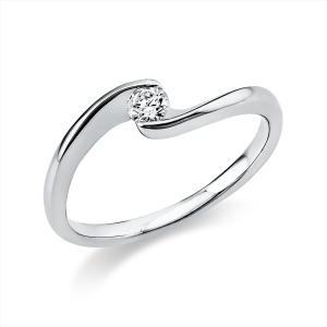 Solitaire Ring  18kt Weißgold mit 0,15ct Diamanten
