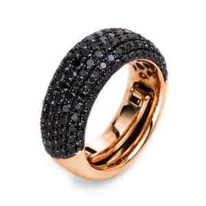 Pavé Ring  18kt Rotgold Fassung schwarz rhodiniert mit 1,98ct Diamanten
