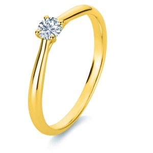 Solitaire Ring 4er-Krappe 18kt Gelbgold mit 0,20ct Diamanten