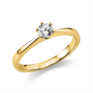 Solitaire Ring 6er-Krappe 18kt Gelbgold mit 0,25ct Diamanten