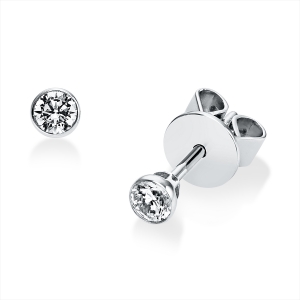 Solitaire Ohrstecker Zarge 14kt Weißgold mit 0,20ct Diamanten