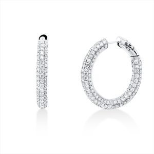 Pavé Creolen  18kt Weißgold mit 6,39ct Diamanten