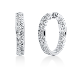 Pavé Creolen  18kt Weißgold mit 1,96ct Diamanten