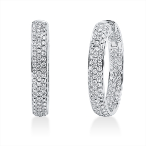 Pavé Creolen  18kt Weißgold mit 4,06ct Diamanten