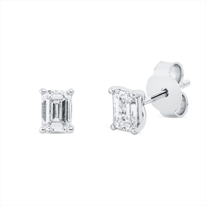 Solitaire Ohrstecker 4er-Krappe 18kt Weißgold GIA5523867894 + GIA2527427278 mit 0,82ct Diamanten