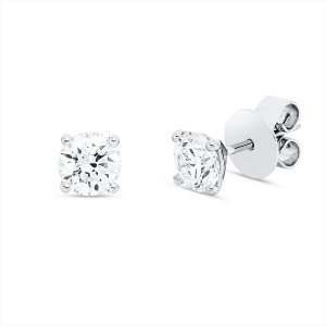 Solitaire Ohrstecker 4er-Krappe 18kt Weißgold GIA6521376333+GIA2527466455 6,0mm butterfly, 2 grove pins mit 1,00ct Diamanten