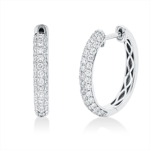 Pavé Creolen  18kt Weißgold mit 0,97ct Diamanten