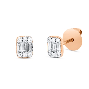 Ohrstecker 18 kt RG, Fassung rhodiniert