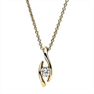 Solitaire Collier  14kt Gelbgold mit ZÖ 40+42,5 cm mit 0,20ct Diamanten