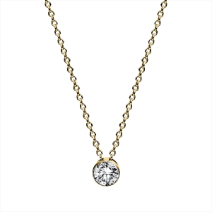 Solitaire Collier Zarge 14kt Gelbgold mit 0,20ct Diamanten