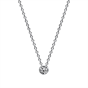 Solitaire Collier Zarge 18kt Weißgold mit 0,10ct Diamanten