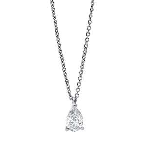 Solitaire Collier 3er-Krappe 18kt Weißgold mit ZÖ 42 cm Tropfen mit 0,41ct Diamanten