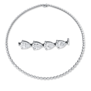 Tenniscollier  18kt Weißgold mit 12,43ct Diamanten
