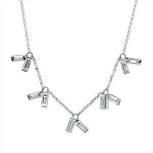 Collier 18 kt WG, mit ZÖ 38,1+40,6 cm