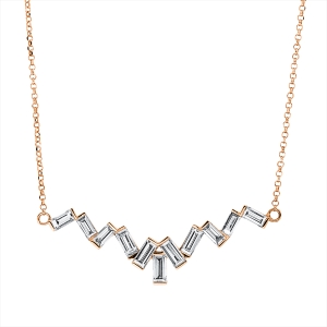 Collier 18 kt RG, Fassung rhodiniert, 38+40 cm