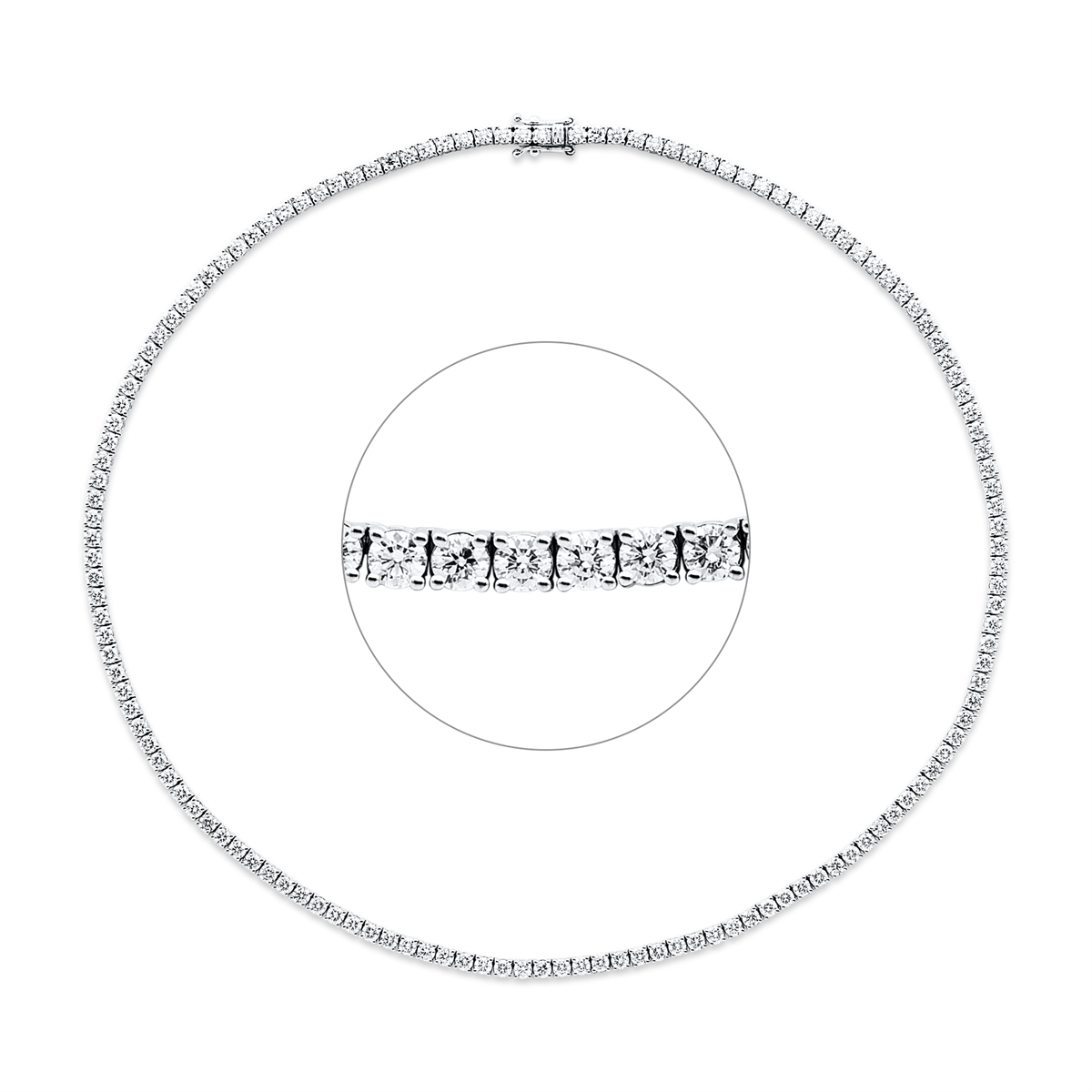 Tenniscollier 4er-Krappe 18kt Weißgold mit 11,10ct Diamanten