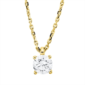 Solitaire Collier 4er-Krappe 18kt Gelbgold GIA2516948904, mit ZÖ 42 cm mit 1,00ct Diamanten