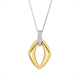 Pavé Collier  14kt Gelbgold / Weißgold mit Öse mit 0,26ct Diamanten