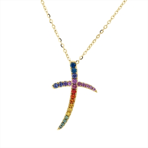 Collier 18 kt GG Kreuz, mit ZÖ 40 cm + 42,5 cm