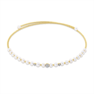 Collier  18kt Gelbgold Fassung rhodiniert mit 0,13ct Diamanten