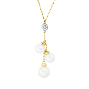 Collier  18kt Gelbgold Fass rhod,ZÖ 38 cm mit 0,08ct Diamanten