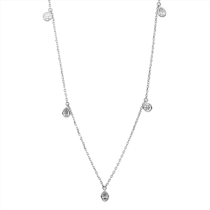 Collier 18 kt WG, mit ZÖ 43 cm + 40,6 cm