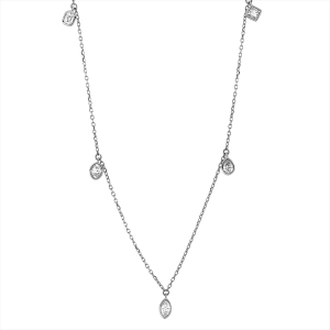 Collier 18 kt WG, mit ZÖ 43 cm + 40,6 cm