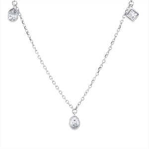 Collier 18 kt WG, mit ZÖ 43 cm + 40,6 cm