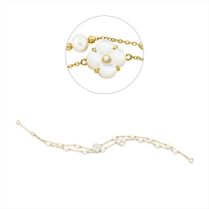 Armband  18kt Gelbgold mit ZÖ 19 cm mit Farbstein