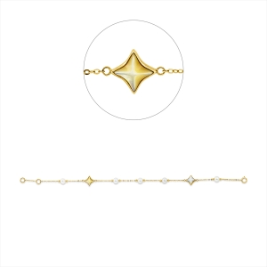 Armband  18kt Gelbgold mit ZÖ 18 cm mit Farbstein