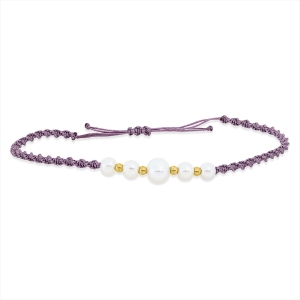 Armband  18kt Gelbgold lavendel cord mit 0,00ct Diamanten